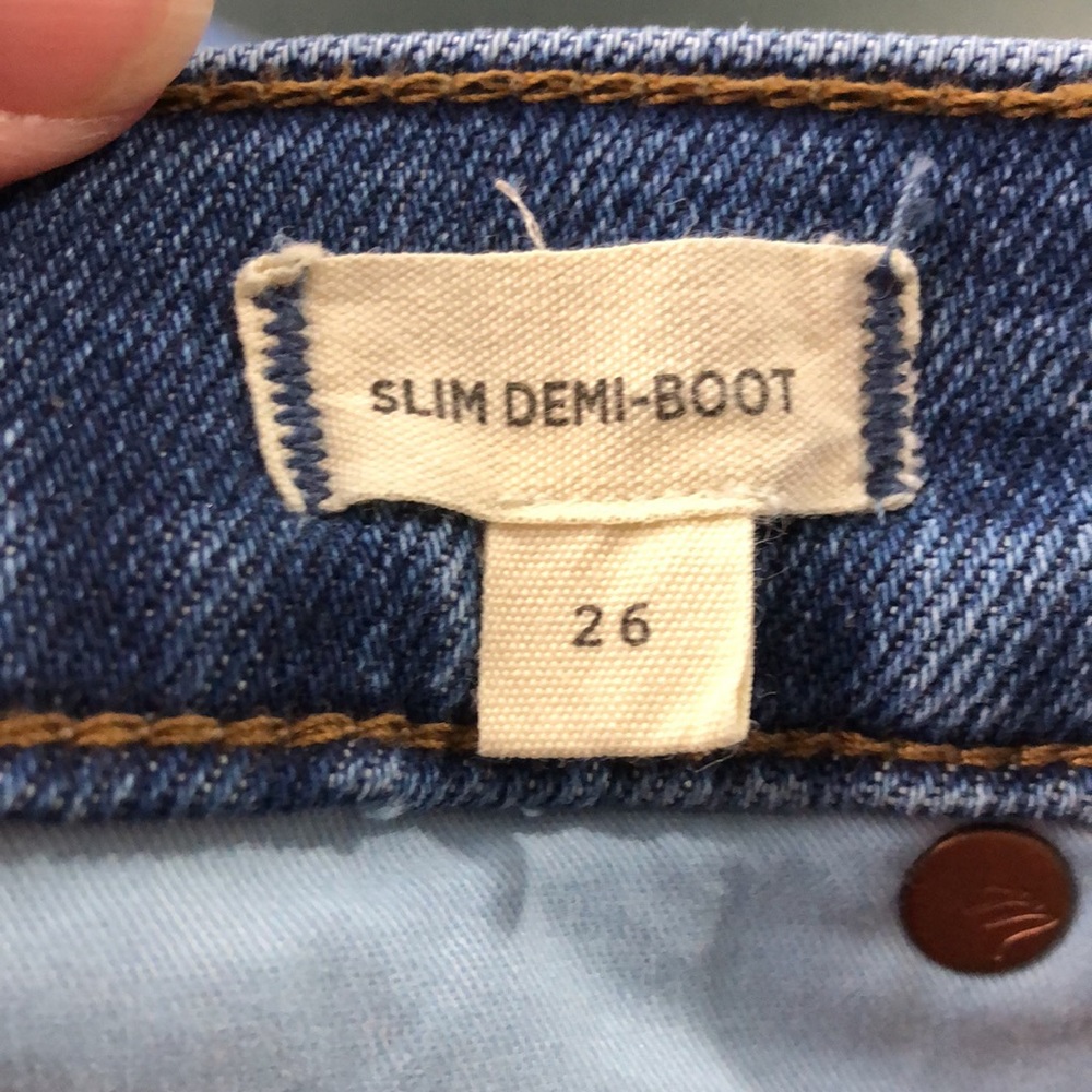 Madewell Slim Demi Boot High Rise Jeans, Size 26, Blue - Picture 7 of 8